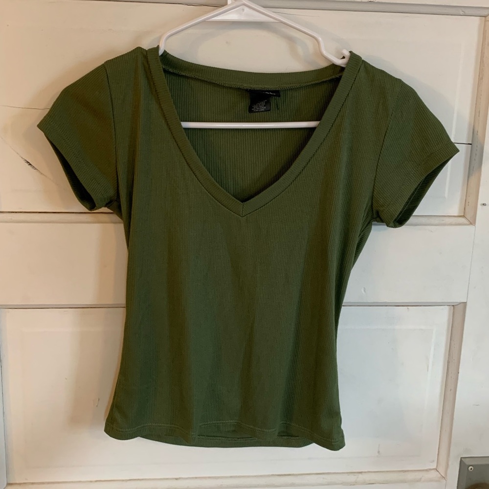 Green V-Neck Top